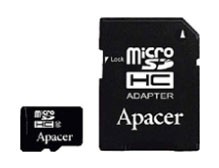 Apacer AP32GMCSH10-R + adapter Флеш карта microSDHC 32Gb Class10