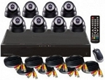 Комплект для видеонаблюдения DVR и 8 купольных камер
