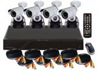 Комплект для видеонаблюдения DVR, 4 камеры для помещений + 4 уличные камеры