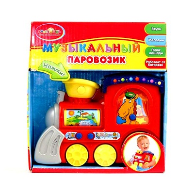 Игрушка "Музыкальный Паравозик ", на бат., голоса животных, в русс. кор. Играем Вместе