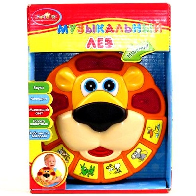 Игрушка развивающая Лев музыкальный на бат., со светом, в русс. кор. Играем Вместе