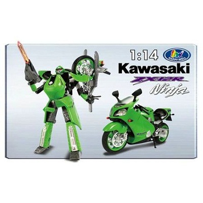 Игрушка Робот-трансформер Kawasaki Ninja ZX-12R свет. 1:14