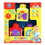 Обучающие кубики Умка на БАТ. 3 стих.+3 песни в Русс. Кор. игрушка