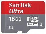 Sandisk Ultra microSDHC Class 10 UHS Class 1 30MB/s 16GB + SD adapter карты памяти microsd купить объем памяти 16 ГБ 