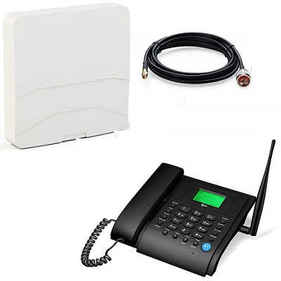 Kit MT3020b Стационарный сотовый телефон GSM под сим карту (чёрный) с антенной панельной