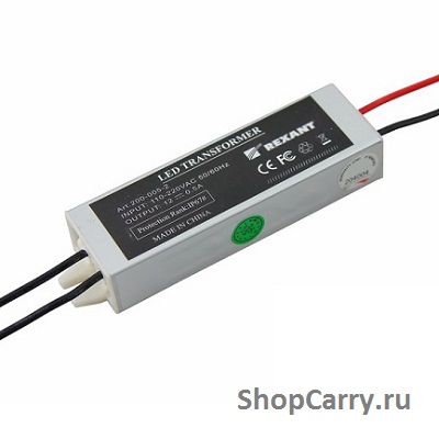Rexant Адаптер питания 110-220V AC/12V DC, 0, 5А, 5W с проводами, влагозащищенный (IP67)