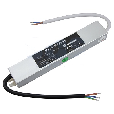 Источник питания 110-220V AC/12V DC, 2А, 24W с проводами, влагозащищенный (IP67)