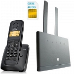 Комплект SHOPCARRY SIM 315-1 стационарный сотовый радио DECT телефон GSM/4G/3G WIFI и роутер универсальный купить 4G роутер Huawei B315 универсальный работает со всеми операторами сети и Panasonic