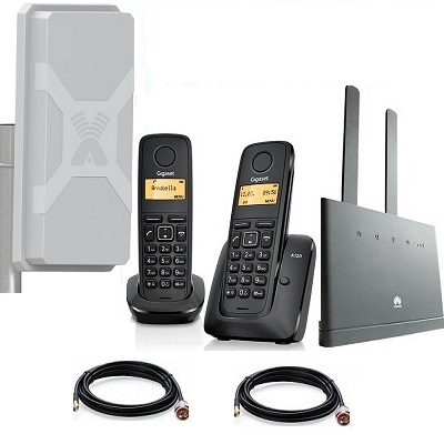 Комплект ShopCarry SIM 310-2N стационарный сотовый радио DECT телефон с двумя трубками GSM/4G/3G WIFI роутер и антенна MIMO