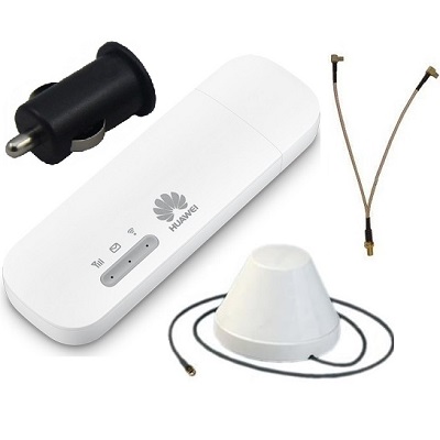 Huawei E8372 4G LTE 3G GSM модем роутер с антенной автомобильной и переходником 2 x TS9/SMA